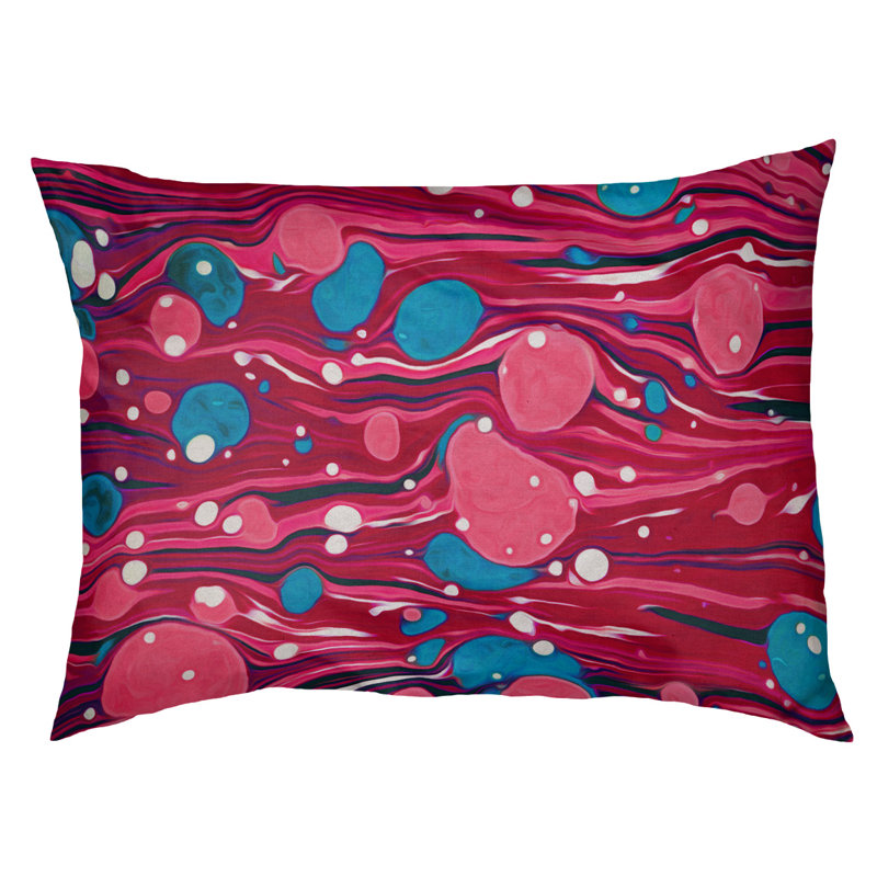 Coussin décoratif tourbillons, Moyen (L 30 po x l 40 po), Rose/bleu, Utilisation intérieure seulement
