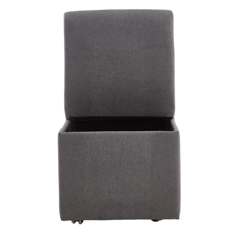 Saugus Swivel Upholstered Dining Chairs with Casters & Storage, Gray Linen
