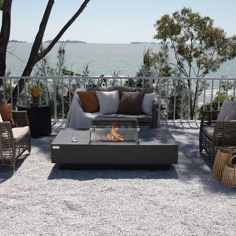 Rectangle Concrete Smokeless Fire Pit Table, Natural Gas