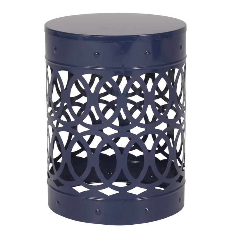 Grande table d'appoint moderne en métal pour l'extérieur. Bleu marine, fabrication en fer. Thermolaqué, sans assemblage. 13,71 po x 13,71 po x 17,93 po, grande table 4,57 lb, motif moderne. Structure thermolaquée, 13,71 po x 18 po