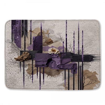Tapis de bain texturé à collage abstrait