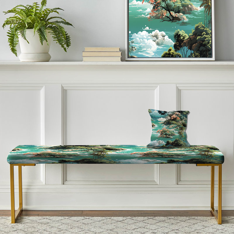 Island Dreamland Tropical Pattern - Tropical Upholstered Gold Bench