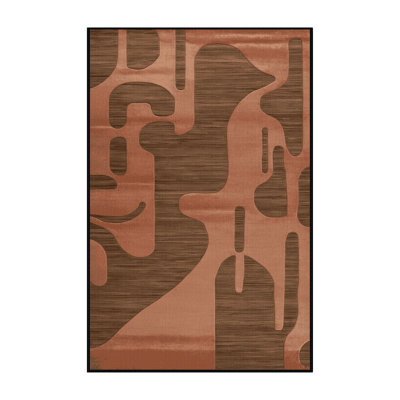 Machine Washable Abstract Brown Area Rug
