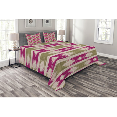 Pink/Green 100% Microfibre Bedspread