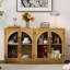 Buffet de rangement à 4 portes avec portes en verre et armoire arquée avec tablettes réglables-88581073
