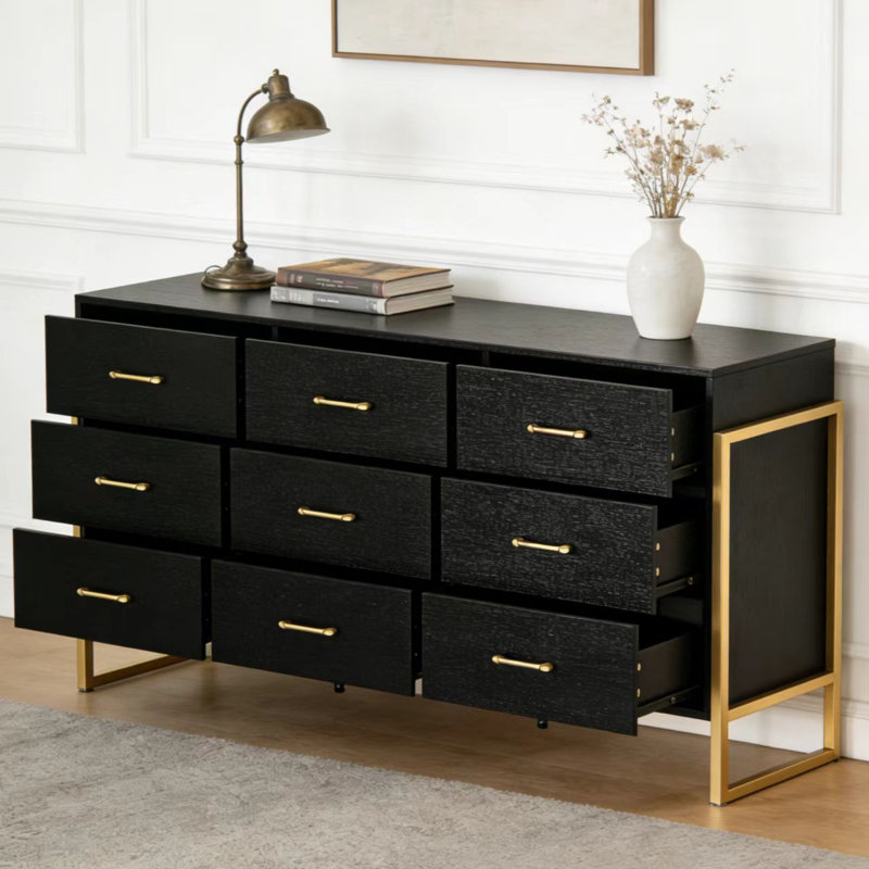 Hopkinton 61.4'' W 9 - Drawer Dresser, Black
