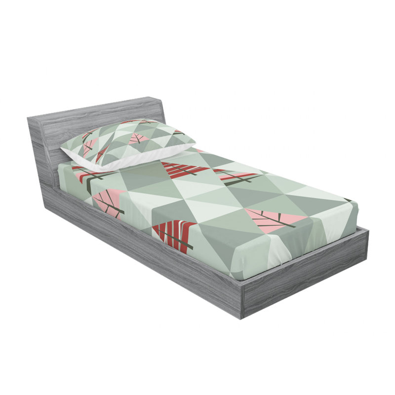 Microfiber Geometric Sheet Set, Twin XL Sheet Set with Fitted Sheet