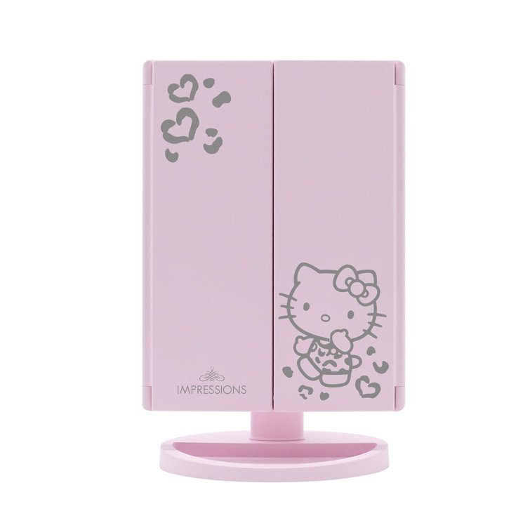 Hello Kitty Trifold LED Tri Tone Makeup Mirror with Magnification, Portable Lightweight Design