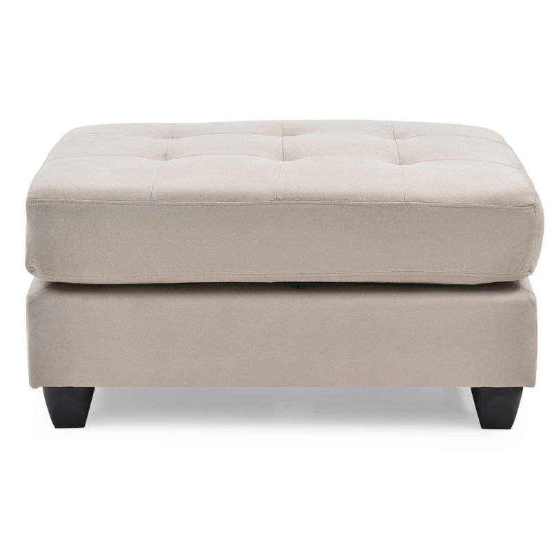 Liskeard Bella Tufted Rectangle Standard Ottoman, Vanilla Microsuede