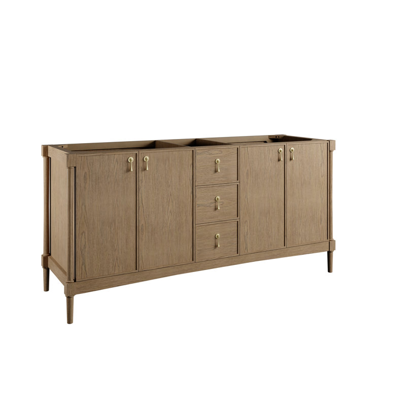 Kinnsden 72" W Double Vanity, Weathered Oak, Charcoal Soapstone Silestone