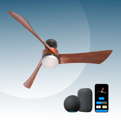 ONE Smart 54" 3-Blade Smart Voice Ceiling Fan with LED Light, Extendable, Reverse Function, 6 Speed