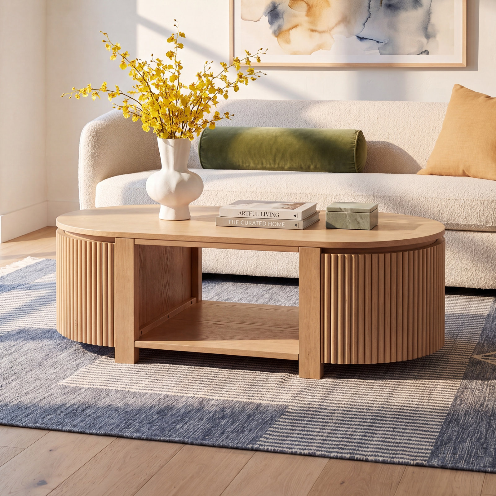 Christy 25" Oval Coffee Table, Oak
