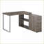 Bureaux, bureau d'ordinateur moderne en L avec configuration gauche / droite, tiroirs de rangement, tablette réglable, stratifié brun taupe, métal gris | Taupe | Panneau de particules-626393786-626393781