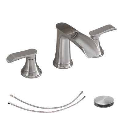 Waterfall 8 In. Widespread Double Handle Stainless Steel Bathroom Faucet