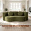 Canapé-lit pliant 2 en 1 avec oreiller, en lin et coton vert, convertible en fauteuil de sol et couchage d'appoint, aucun assemblage requis-423803899