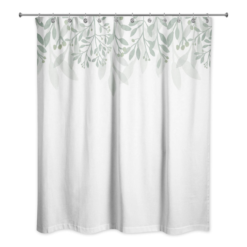 Floral Shower Curtain, Green/White