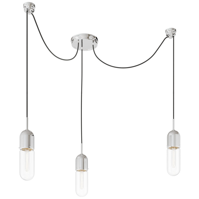 Junio 3 - Light Chandelier, Clear, Polished Nickel