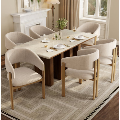 49 cm H Linen Armchair in Beige