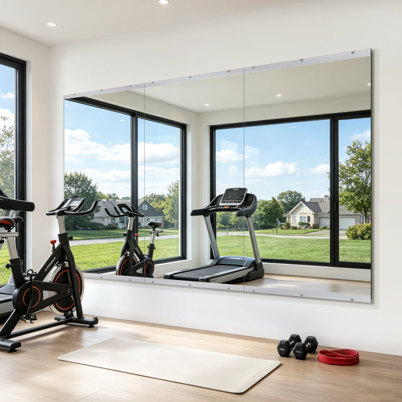 Home Gym Wall Mirror, Frameless Tempered Glass Mirror Full Length Mirror Dance Studio Mirror(Set of 3), 24" x 48", 3
