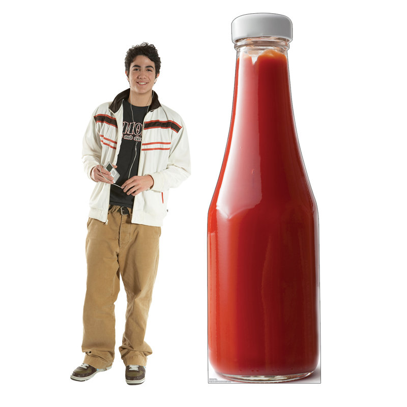 Life-Size Red Ketchup Bottle Cardboard Cutout Standup