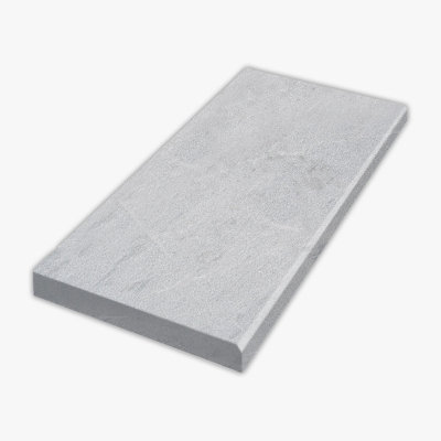 Solto White Grained Texture 12x24 Marble Extra Thick Modern Edge Coping
