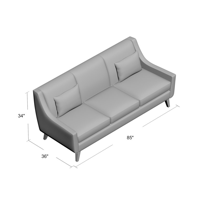 Gros 85'' Upholstered Sofa, Bella Peacock Performance Velvet