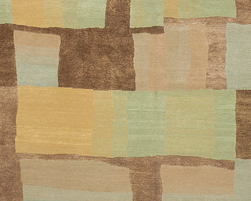Eva H Geometric Area Rug in Beige/Green, Rectangle 6' x 9'