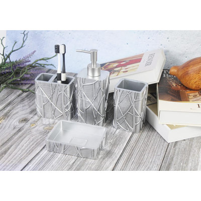 Silver Bathroom Accessories Set