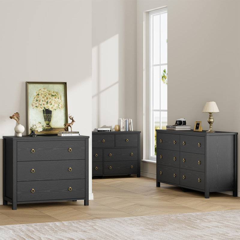Commode noire moderne pour la chambre à coucher, commode haute pour placard, armoire de rangement verticale élégante pour le salon, la chambre de bébé et le couloir