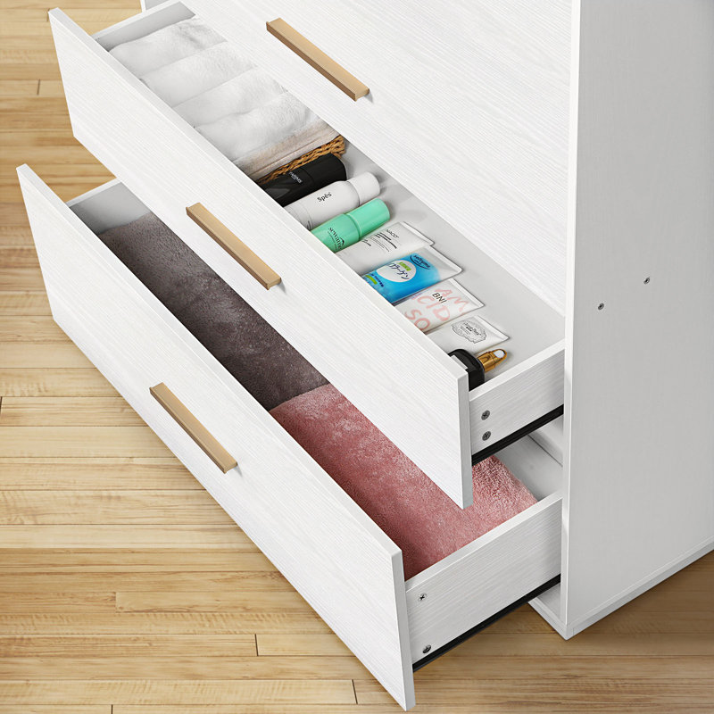 Evra Solid Wood 35.43'' W 4 - Drawer Dresser, White