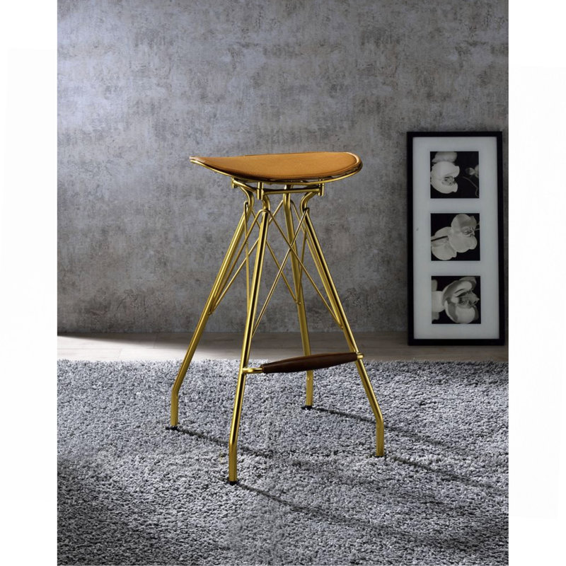 Tabouret de bar Dragea en cuir synthétique et finition dorée (ensemble de 2)