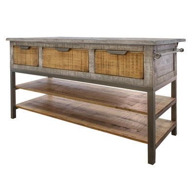 Benny 3 Drawers, 2 Shelves & Casters Kitchen Island