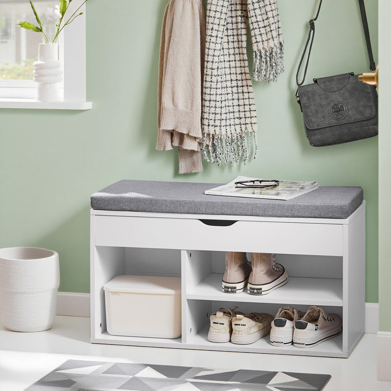 Carranza Polyester Upholstered Storage Bench, White