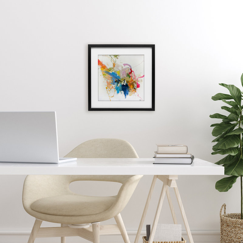 «Confident Pink Abstraction», reproduction sous verre encadrée par Design Fabrikken, H 13 po x l 13 po, Cadre noir minuit