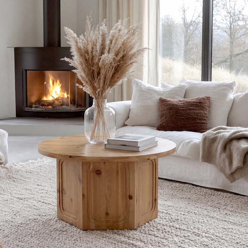 31.5" Solid Wood Round Coffee Table