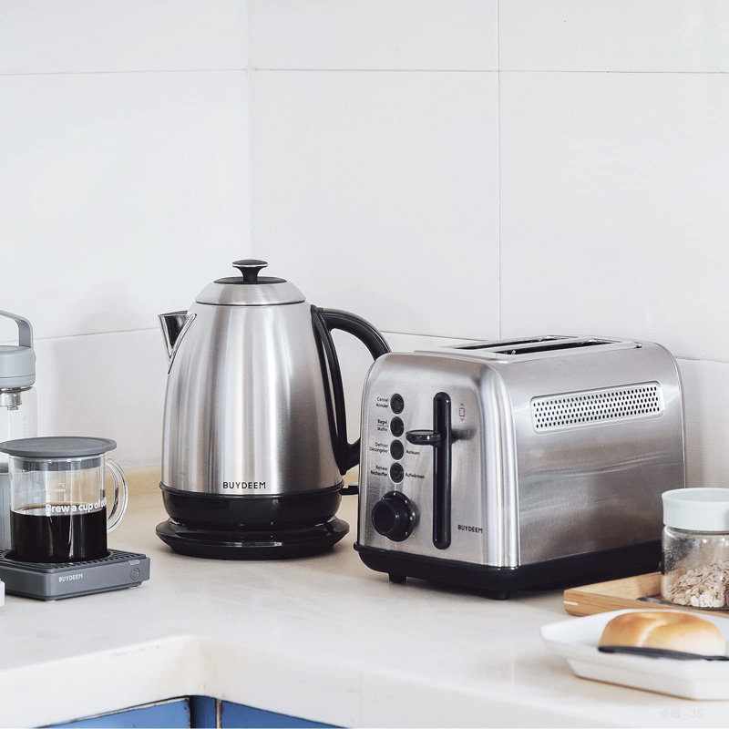 BUYDEEM 1.7L Silver Stainless Steel Electric Kettle with Auto Shut-Off