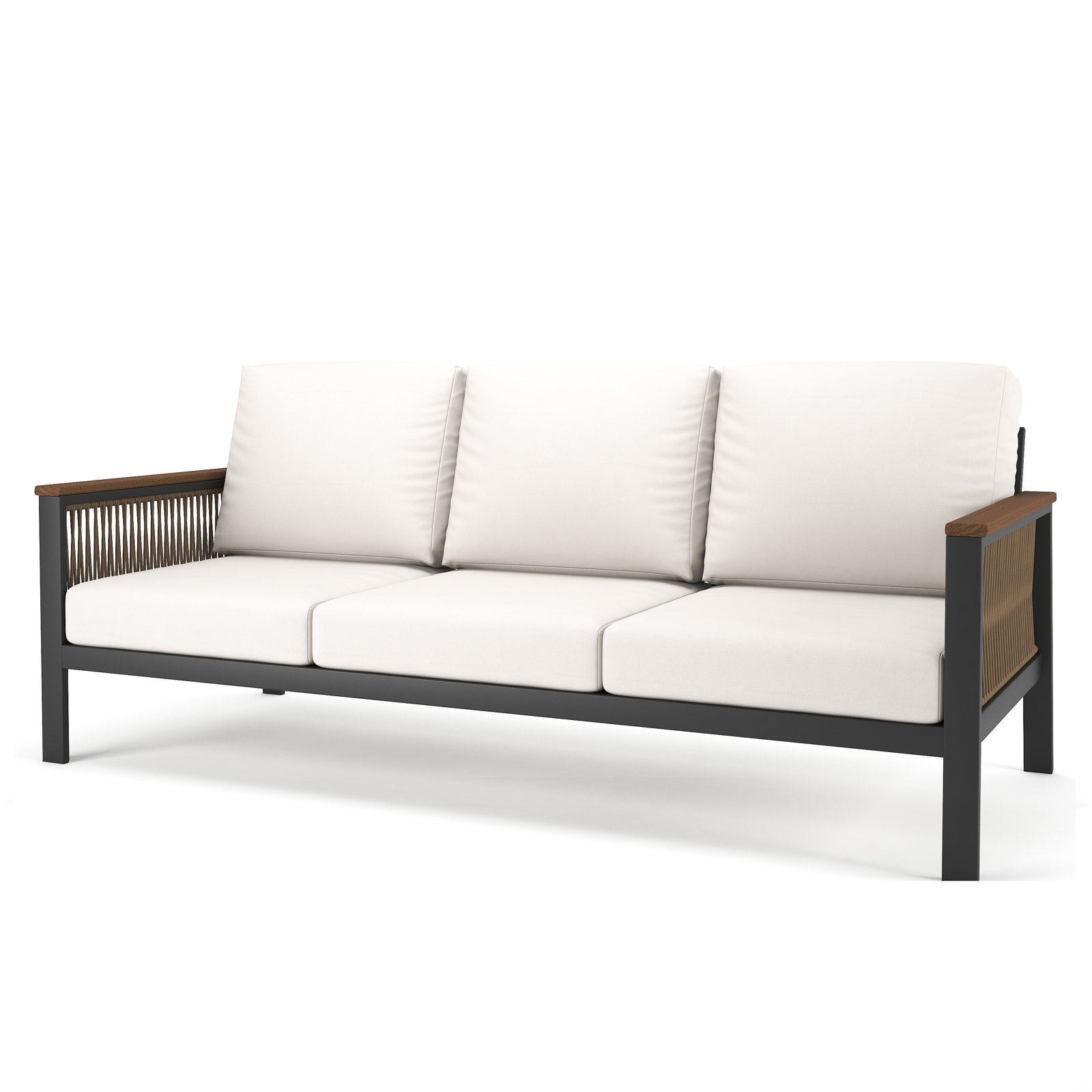 Townsend 80" Sunbrella® Patio Sofa, Canvas White Sunbrella® Canvas, Gray/Brown