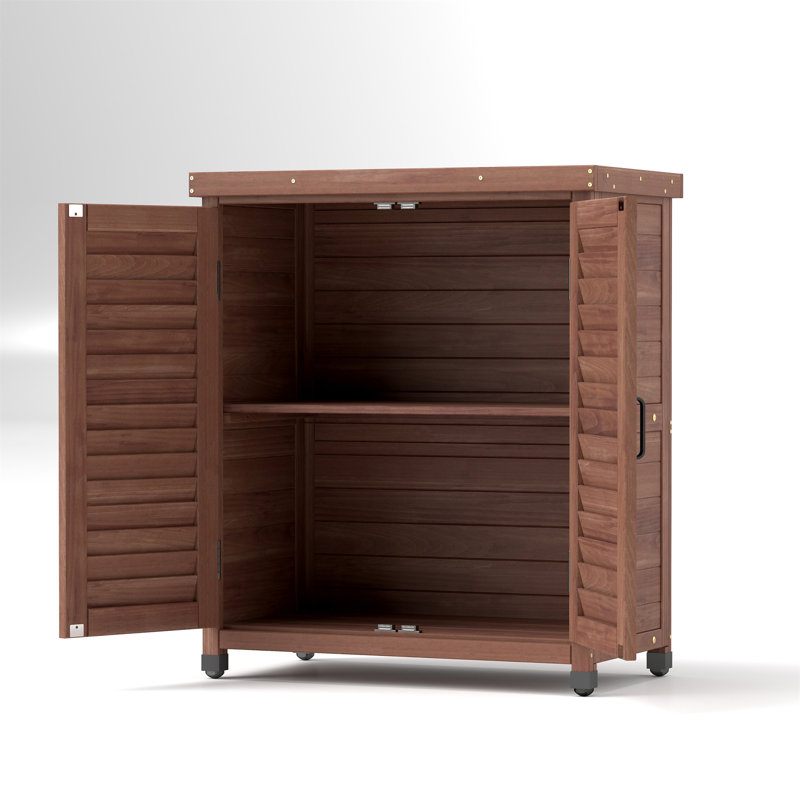 Potting Bench With Storage Cabinet And Metal Table Top For Outdoor Patio, Brown
