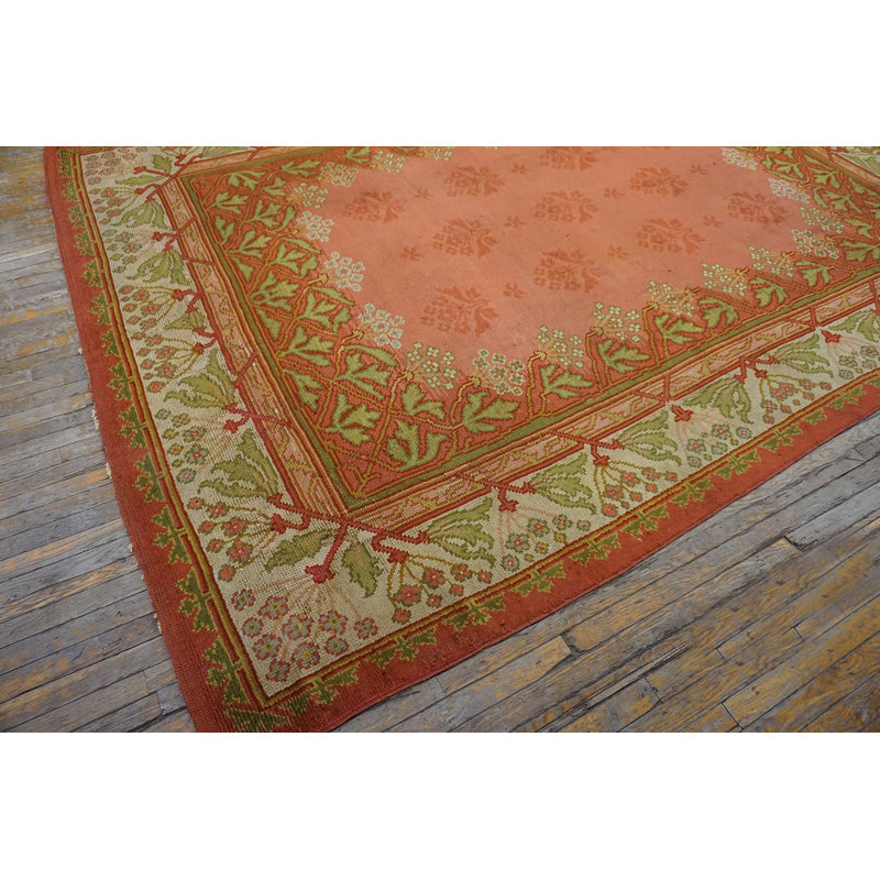 Light Pink Color Room Size Antique Irish Donegal Arts and Crafts Design Rug