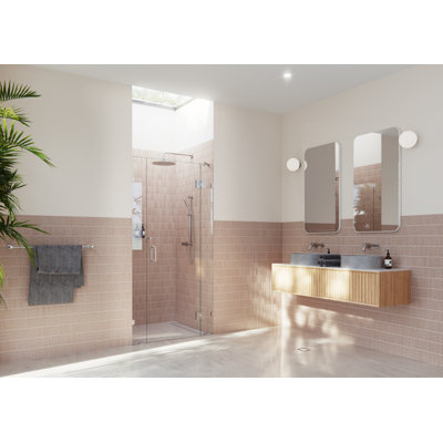 Stellar 37.5 in. x 78 in. Fully Frameless 3 Panel Inline Hinge Shower Door