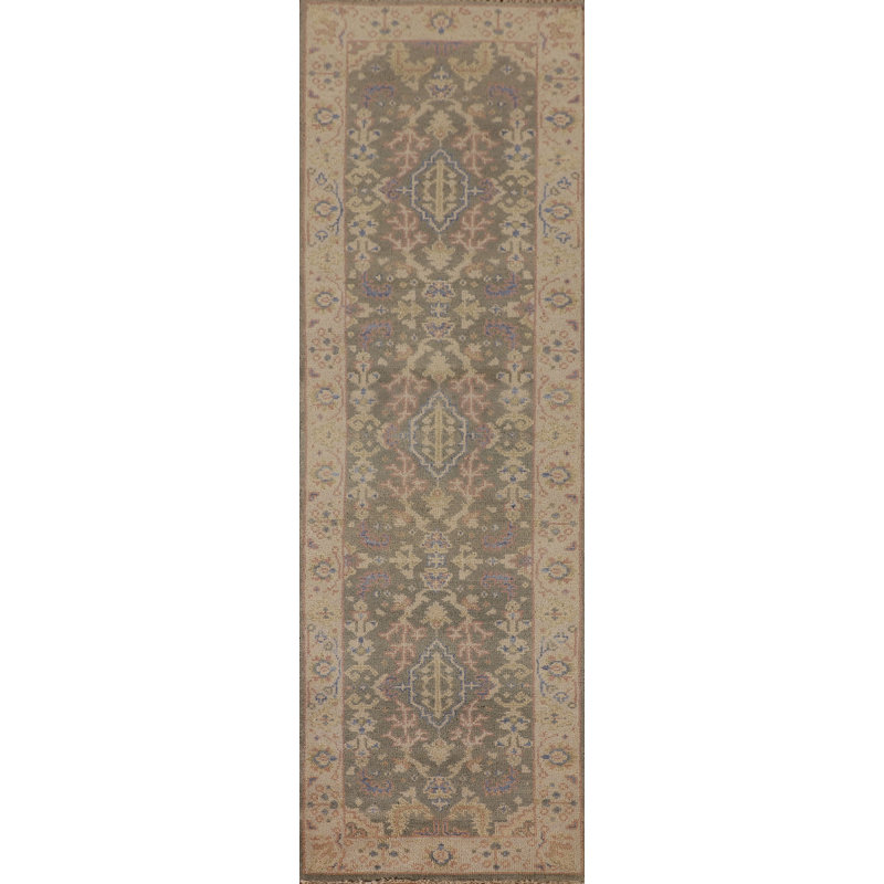 Tapis de couloir oriental couleur terre Oushak 3 x 10