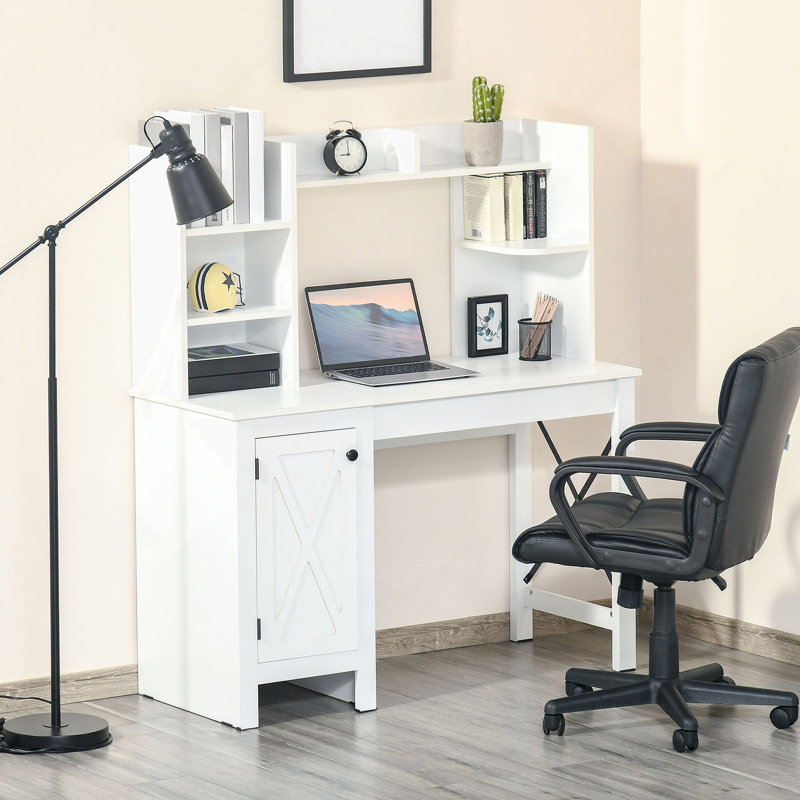 Bureau d'ordinateur avec bureau, Blanc
