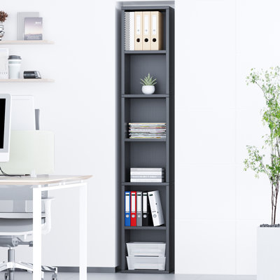 Trammell 6-Tier Open Tall Skinny Bookshelf, Floor Standing Bookcase Storage Shelves
