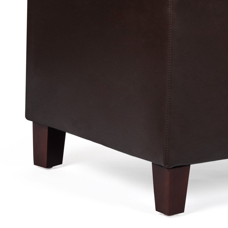 Mogadore Home Rectangle Storage Ottoman Bench, Brown Faux Leather