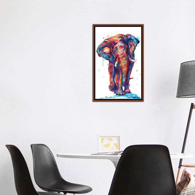 «Elephant» par Weekday Best - impression d'art graphique, H 26 po x l 18 po x 1,5 po, Toile avec cadre en bois classique