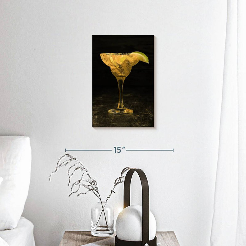 Cocktail rétro sur toile, H 12 po x l 8 po x P 1 po
