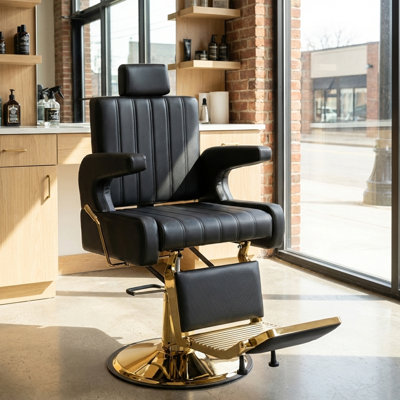 Fauteuil de coiffeur robuste avec pompe hydraulique et pivotant à 360 °, fauteuil de salon tout usage pour coiffeur, coiffeur, spa et à la maison