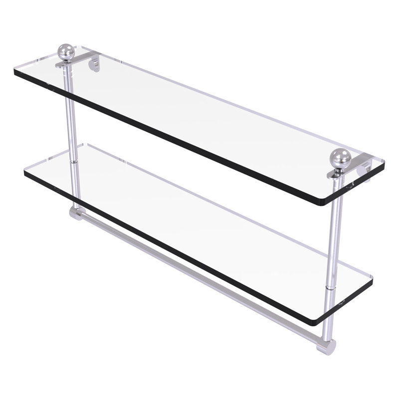 Gober 2 Piece Tiered Shelf with Towel Bar, 22", Satin Chrome