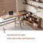 Bureau de direction brun en bois massif en forme de L-949714229