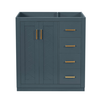 30'' Bathroom Vanity, Solid Wood Frame Bathroom Storage Cabinet, Freestanding Vanity Set With 3 Drawers& Soft Closing Doors